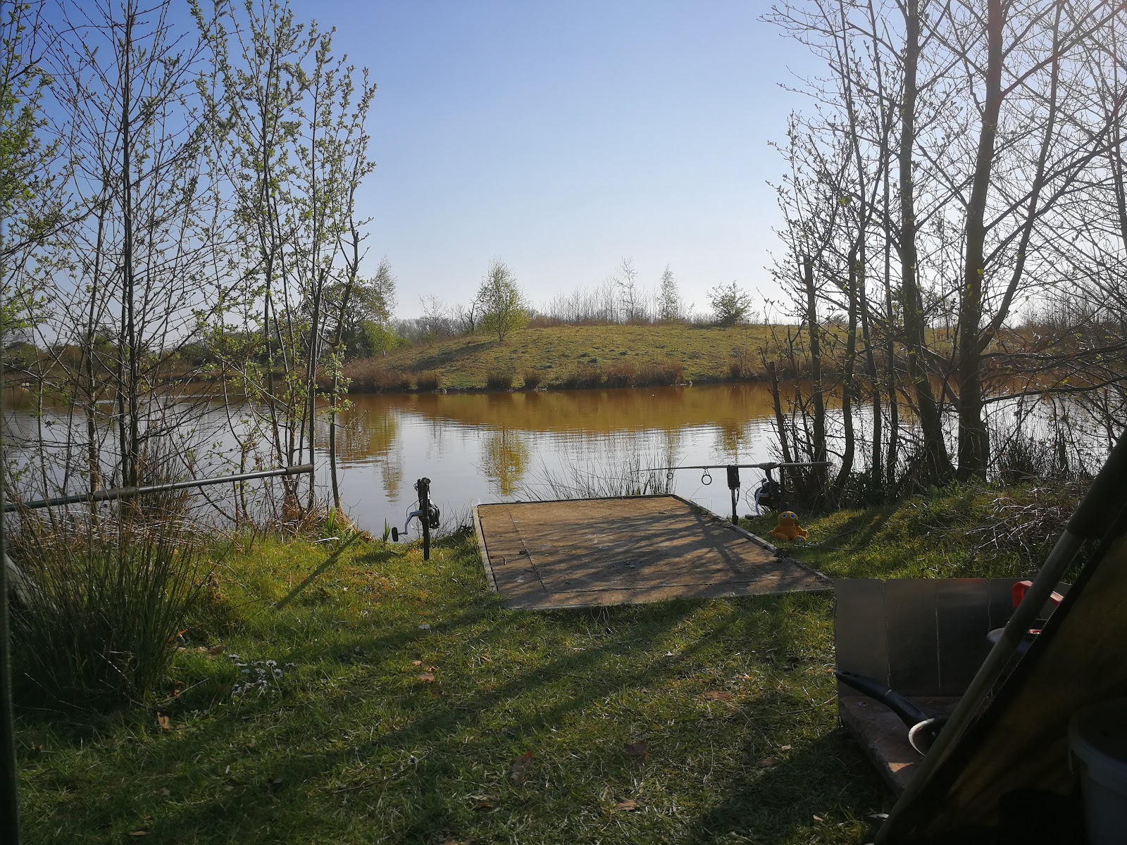 A spacious fishing peg looking across the water at Alderwood Fishery