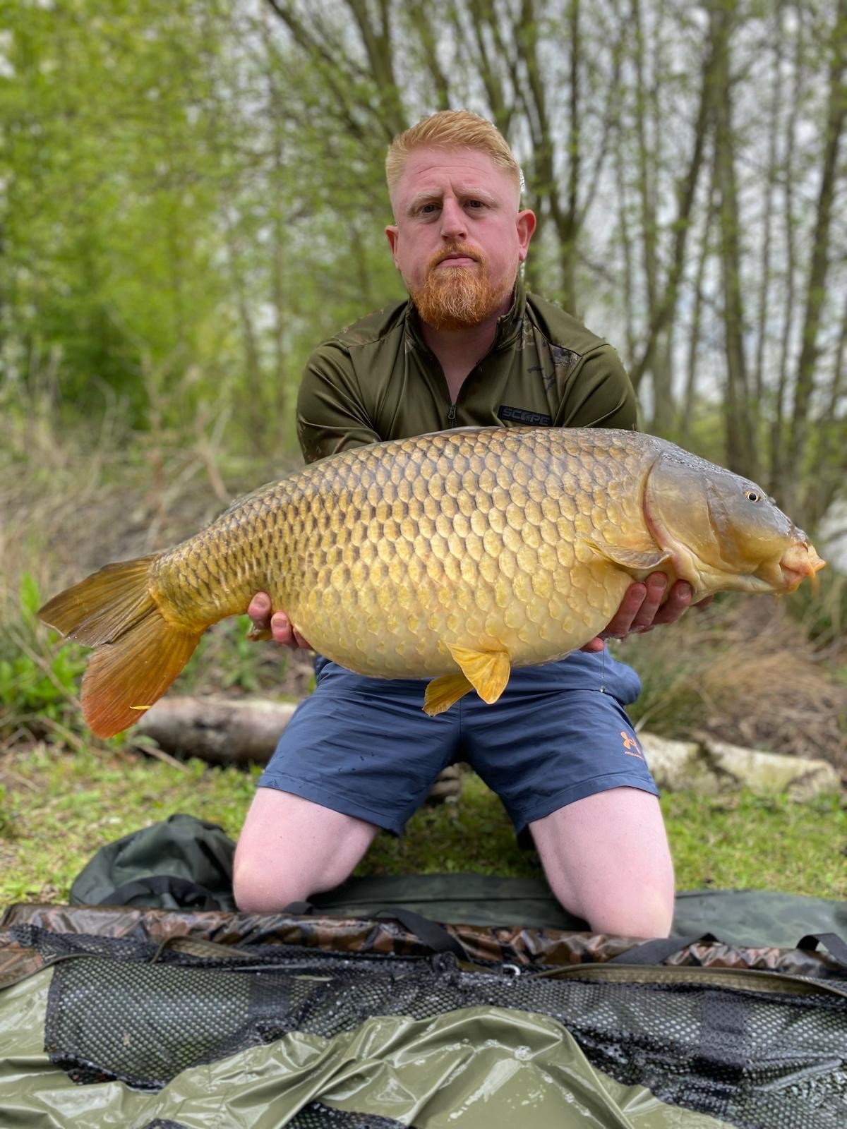 Ainsley with a carp caught at Alderwood Fishery